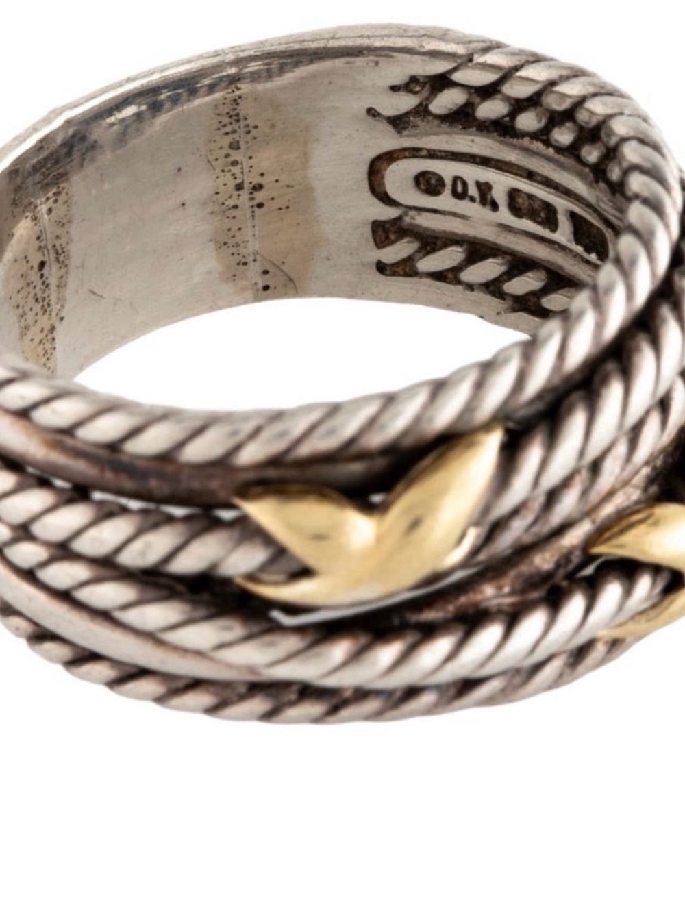 David Yurman Double X Crossover Ring with 18k Gold